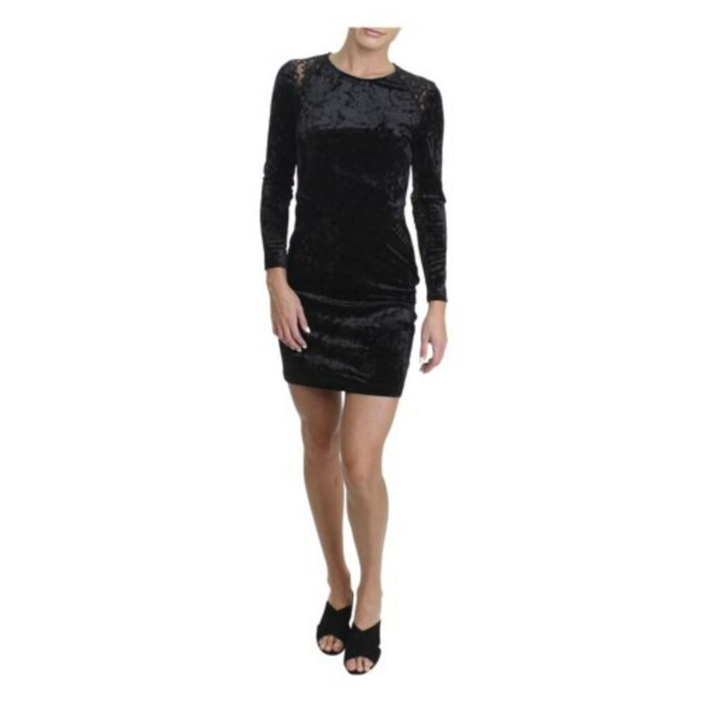 Juicy Couture Black Label Velour Lace Mini Dress Black WTKD93928 Size 4